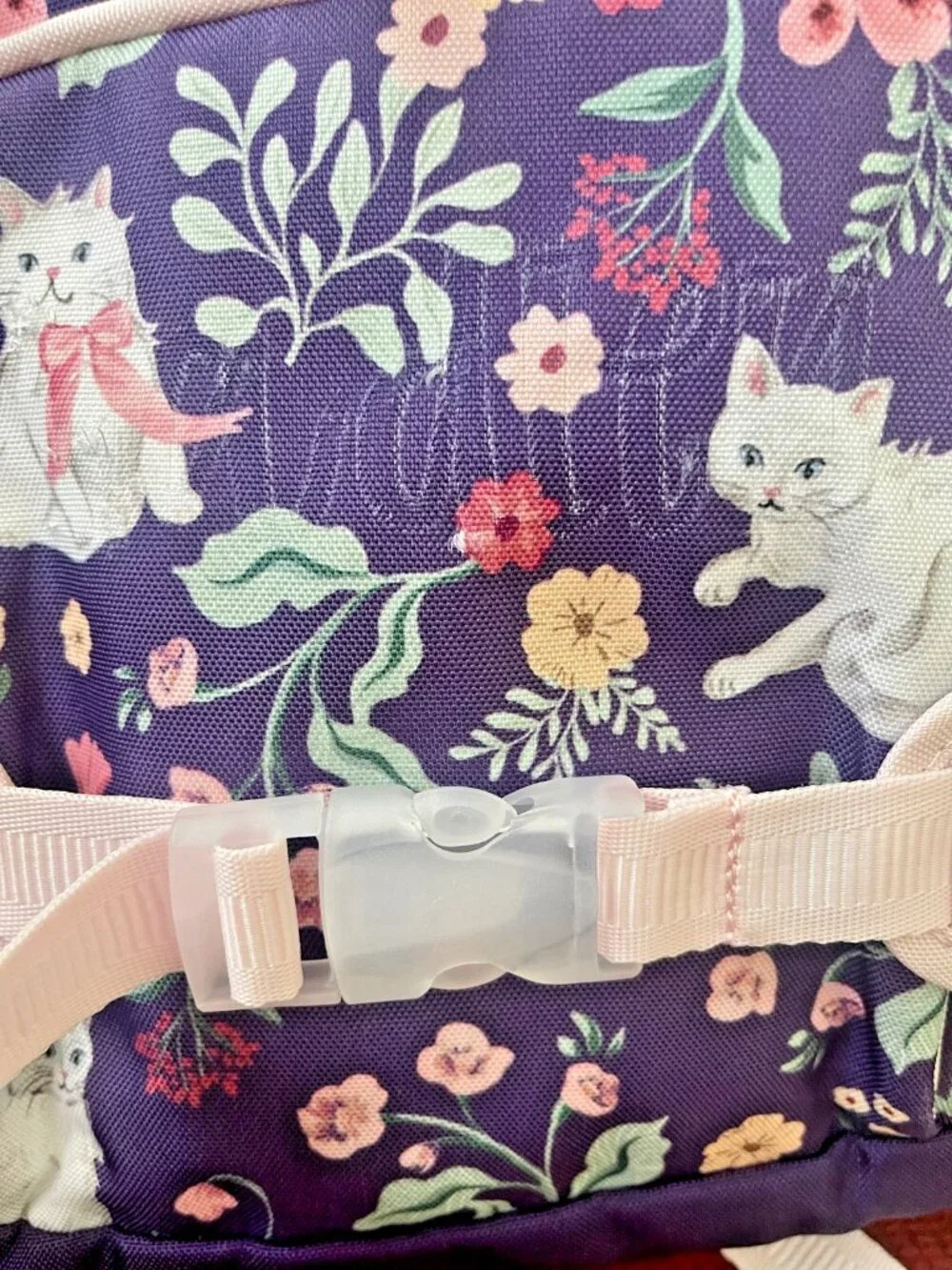 Pottery Barn Kids Mackenzie Small Backpack Kitty Floral Purple Pink Cats Bows